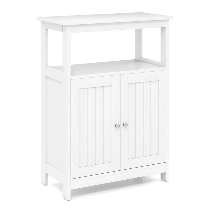 Bathroom Floor Cabinet with Open Shelf and Adjustable Shelf-White - TidySpaces