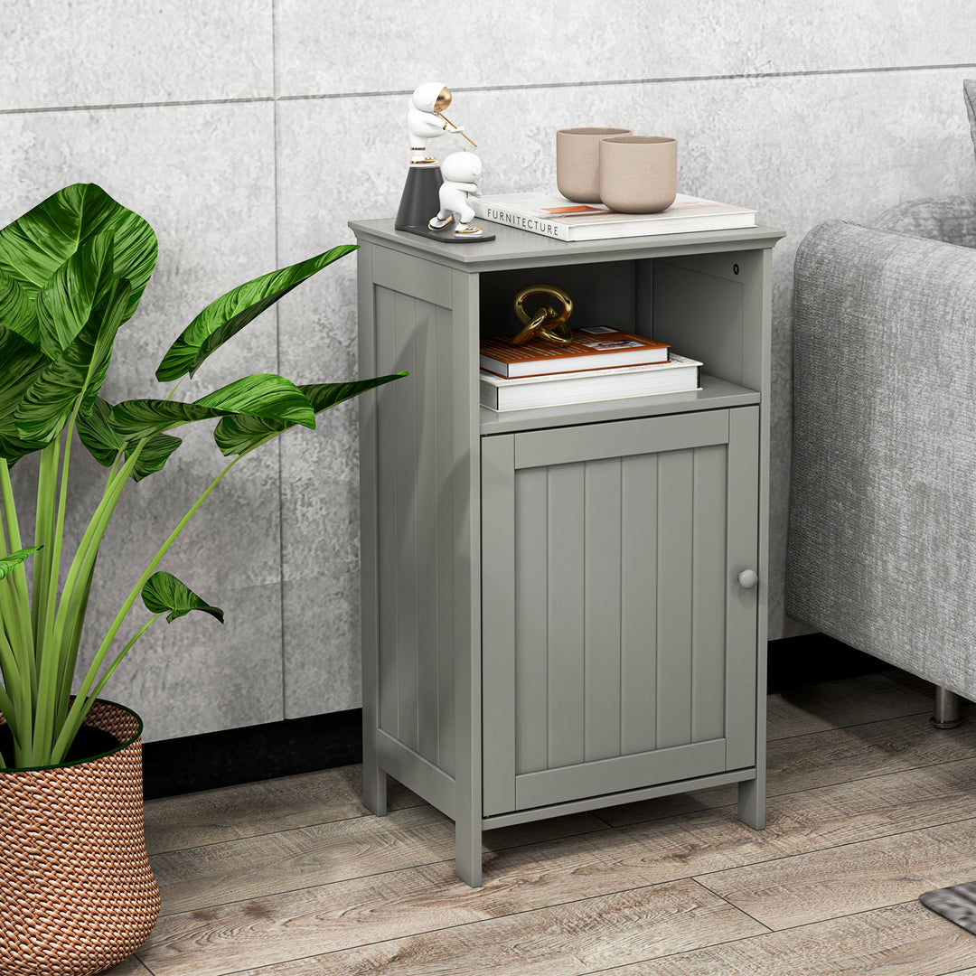 Bathroom Floor Single Door Side Cabinet with Open Compartment - TidySpaces