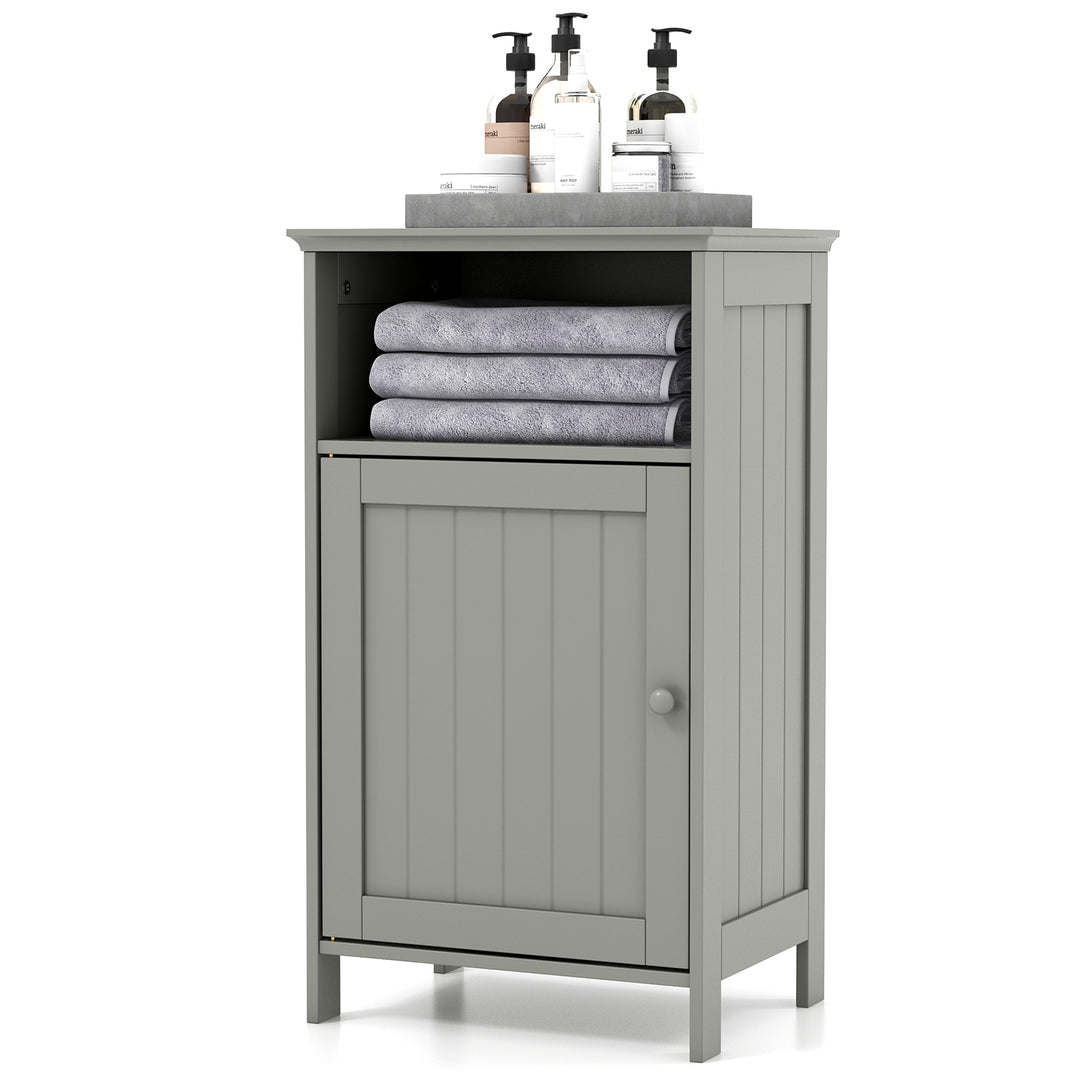 Bathroom Floor Single Door Side Cabinet with Open Compartment - TidySpaces