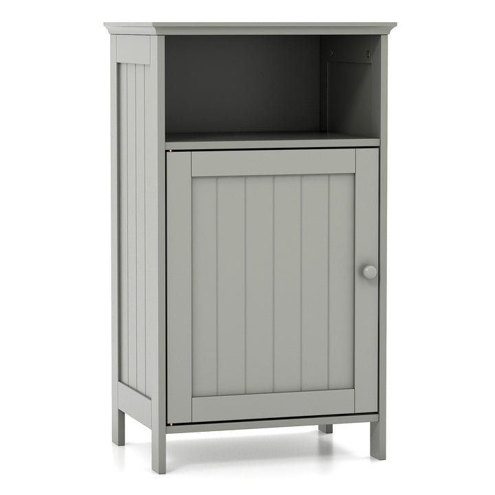 Bathroom Floor Single Door Side Cabinet with Open Compartment Grey - TidySpaces