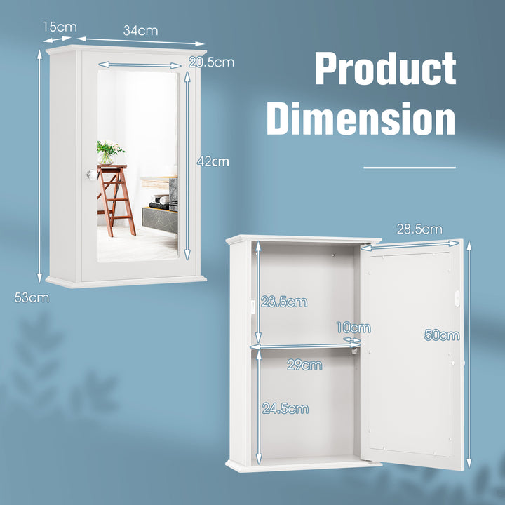 Bathroom Medicine Cabinet with Mirror and Adjustable Shelf - TidySpaces