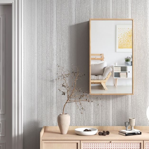 Bathroom Mirror Cabinet with 2 Adjustable Shelves-Natural