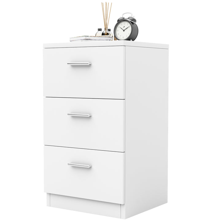 Space saving Night Chest with 3 Drawers and Handles for Bedroom - TidySpaces