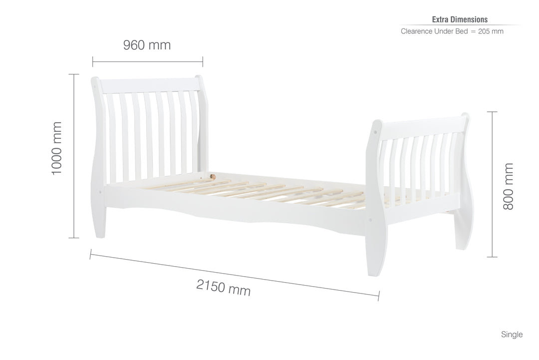 Belford Solid Pine Bed with Sprung Slatted Base for Maximum Comfort