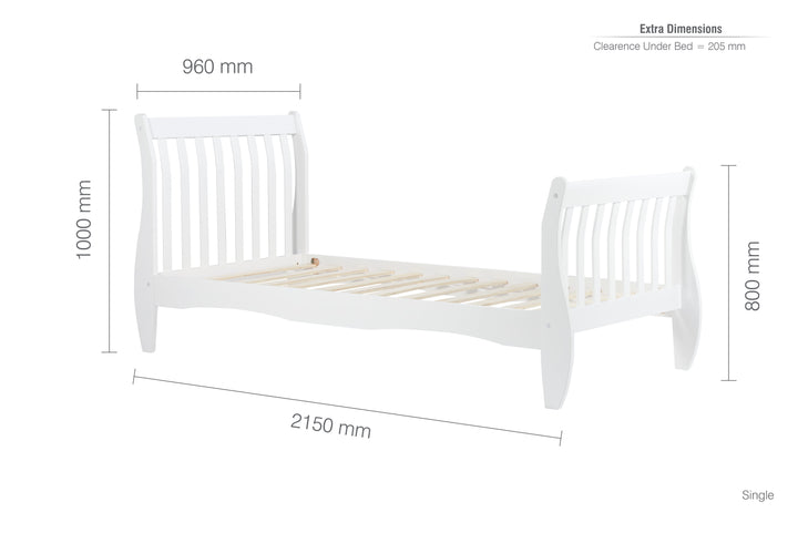 Belford Solid Pine Bed with Sprung Slatted Base for Maximum Comfort