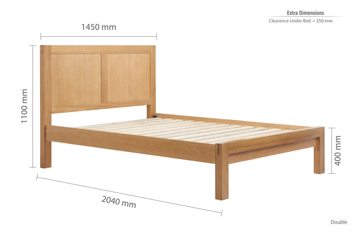 Solid Oak Bellevue Bed with Classic Headboard for Timeless Bedroom Style