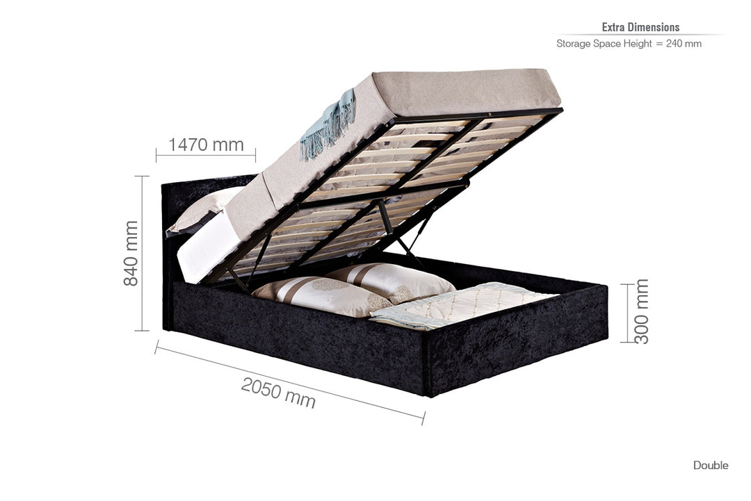 Berlin Ottoman Bed Frame with Storage and Upholstered Headboard