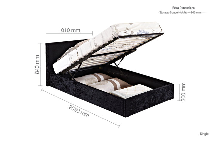 Berlin Ottoman Bed Frame with Storage and Upholstered Headboard
