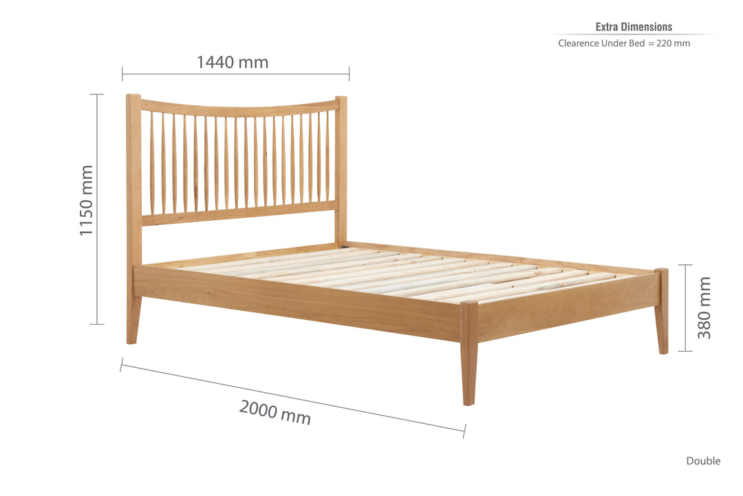 Berwick Oak Bed Frame with Spindled Headboard for Timeless Elegance