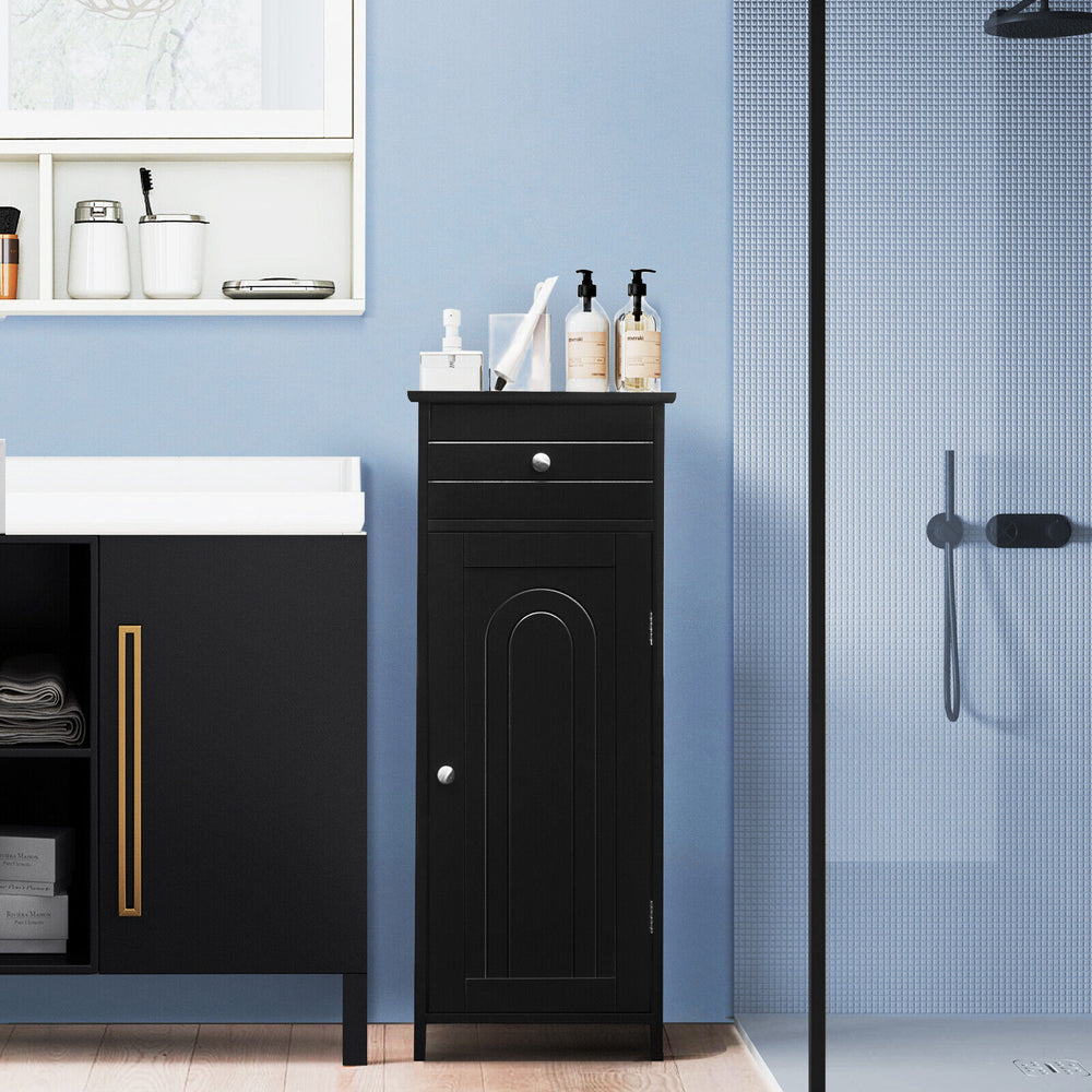1-Door Freestanding Bathroom Storage Cabinet with Drawer and Adjustable Shelves - TidySpaces