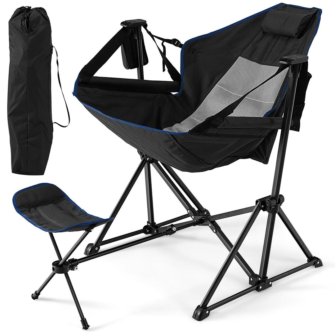 Folding Hammock Chair with Retractable Footrest and Bag - TidySpaces