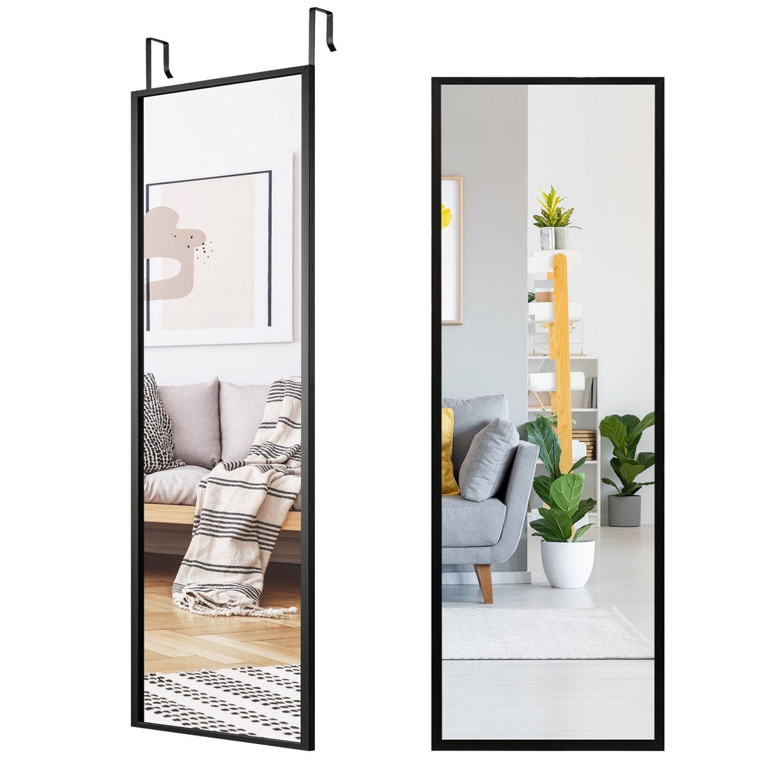 Full Length Wall-Mounted Mirror with Height Adjusting Hooks