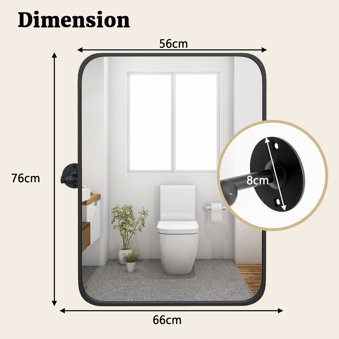 Black Metal Framed Pivot Rectangle Wall-Mounted Mirror - TidySpaces