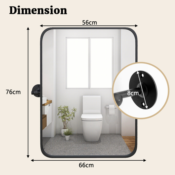 Black Metal Framed Pivot Rectangle Wall-Mounted Mirror - TidySpaces