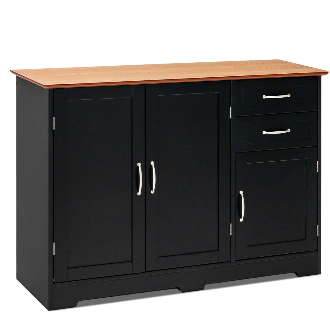 Modern Kitchen Sideboard Storage Cabinet with Adjustable Shelf and Drawers Black - TidySpaces