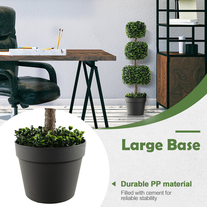 75cm Artificial Boxwood Topiary Ball Tree with Cement-filled Plastic Pot