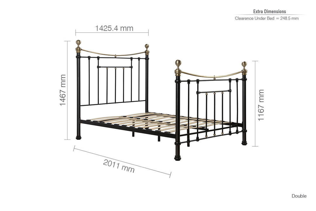 Bronte Victorian Style Bed with Sprung Slatted Base for Enhanced Comfort