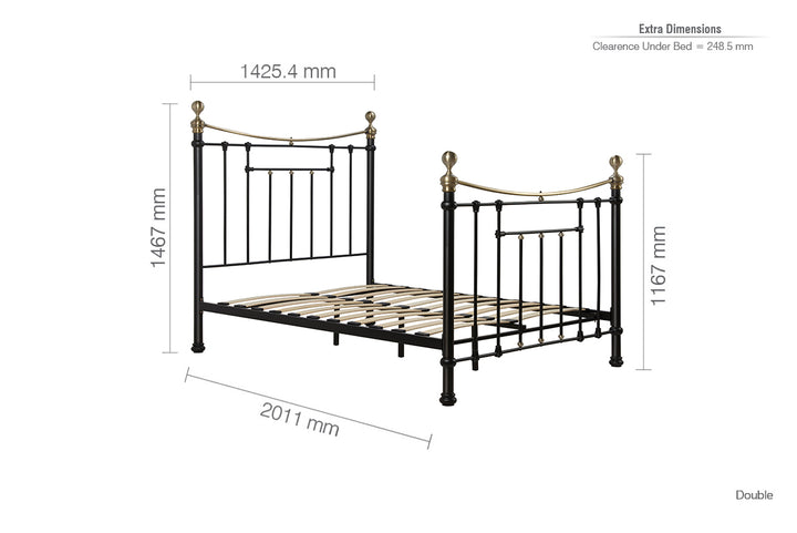 Bronte Victorian Style Bed with Sprung Slatted Base for Enhanced Comfort