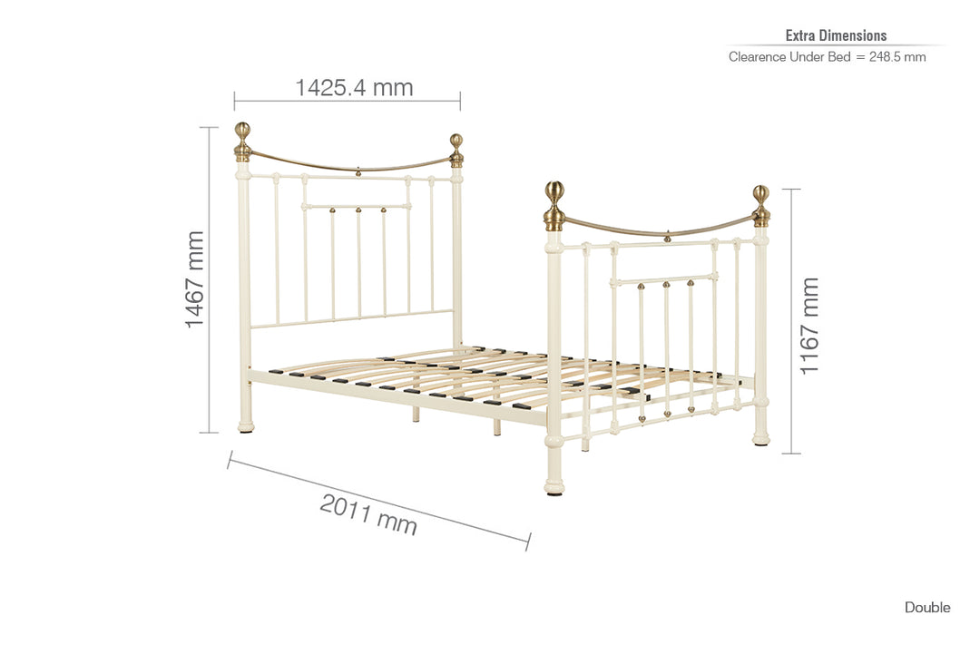 Bronte Victorian Style Bed with Sprung Slatted Base for Enhanced Comfort