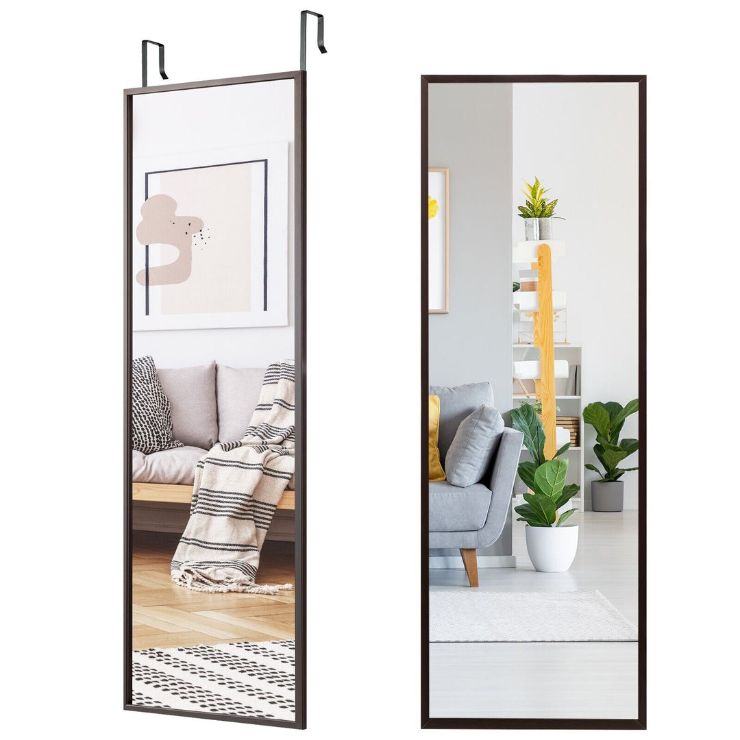 Full Length Wall-Mounted Mirror with Height Adjusting Hooks