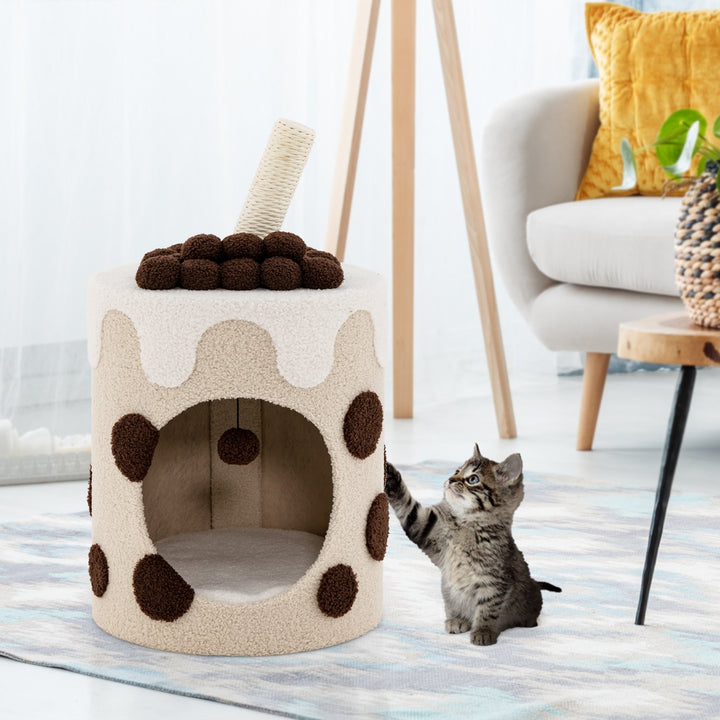 Bubble Tea Cat Tree Tower with Scratching Post