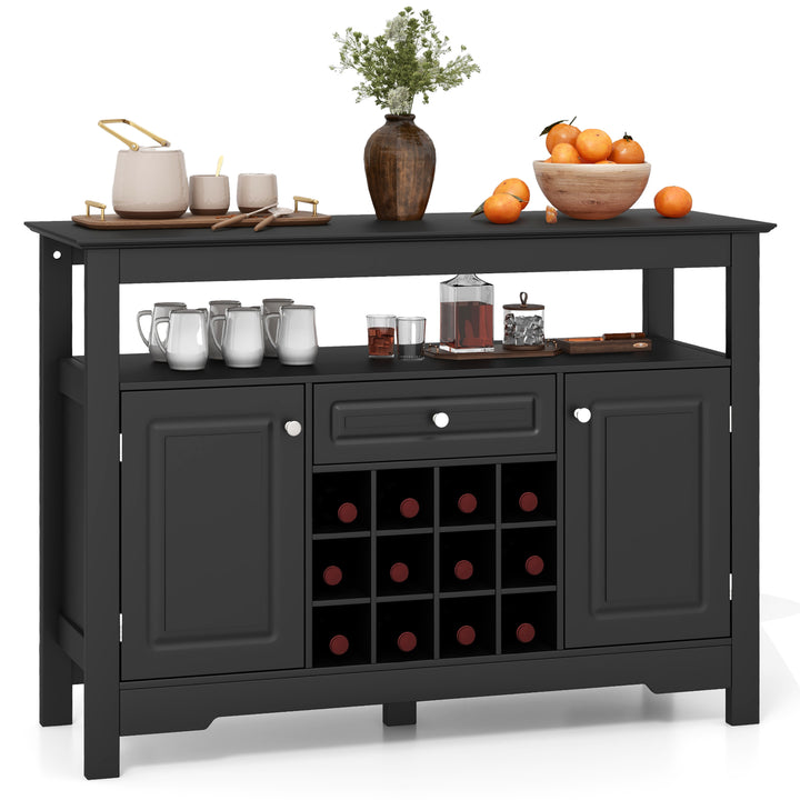 Kitchen Storage Sideboard with Removable Wine Rack and Drawer Black - TidySpaces