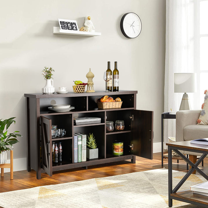 Buffet Storage Cabinet with Detachable 9-Bottle Wine Rack and 2 Door Cabinets - TidySpaces
