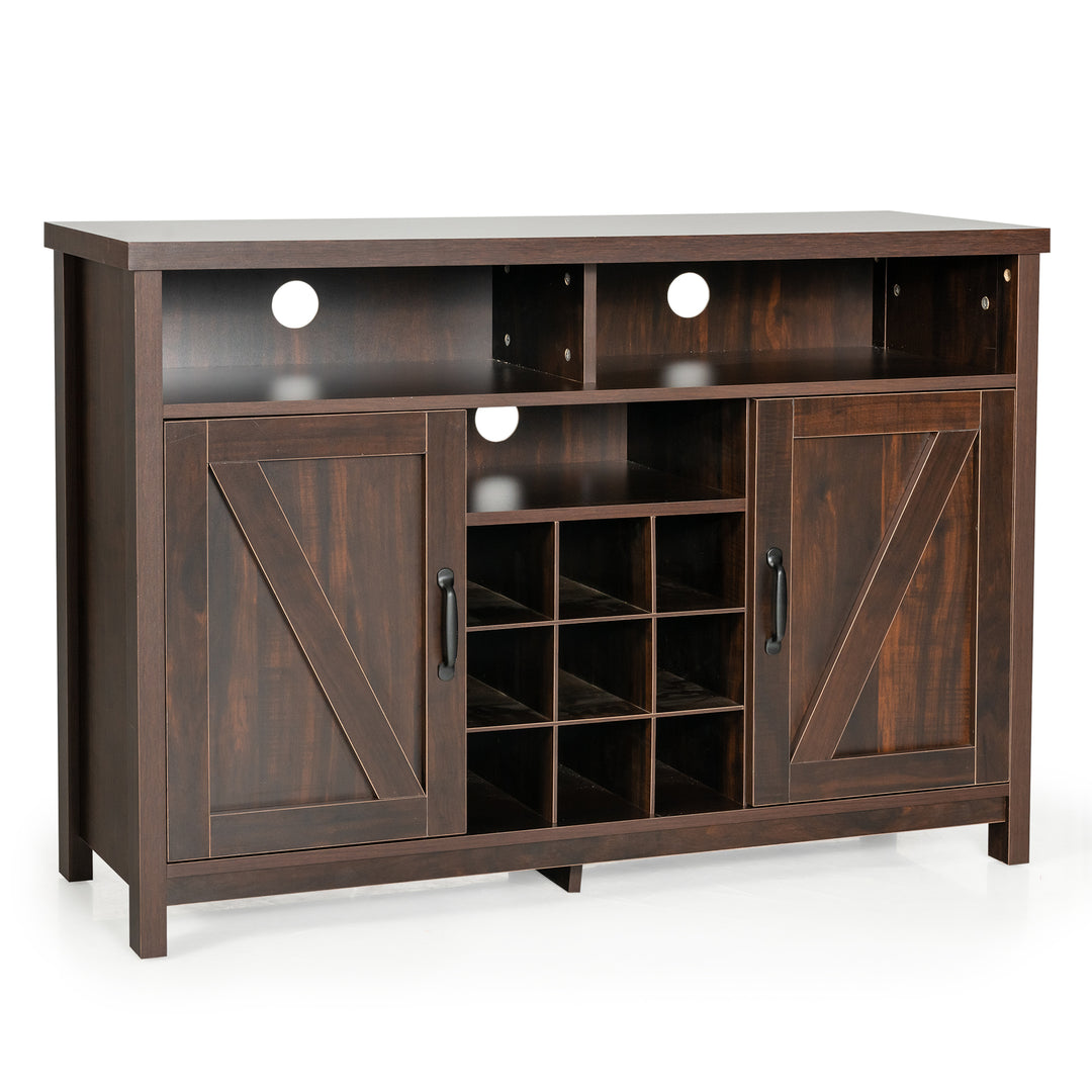 Buffet Storage Cabinet with Detachable 9-Bottle Wine Rack and 2 Door Cabinets - TidySpaces