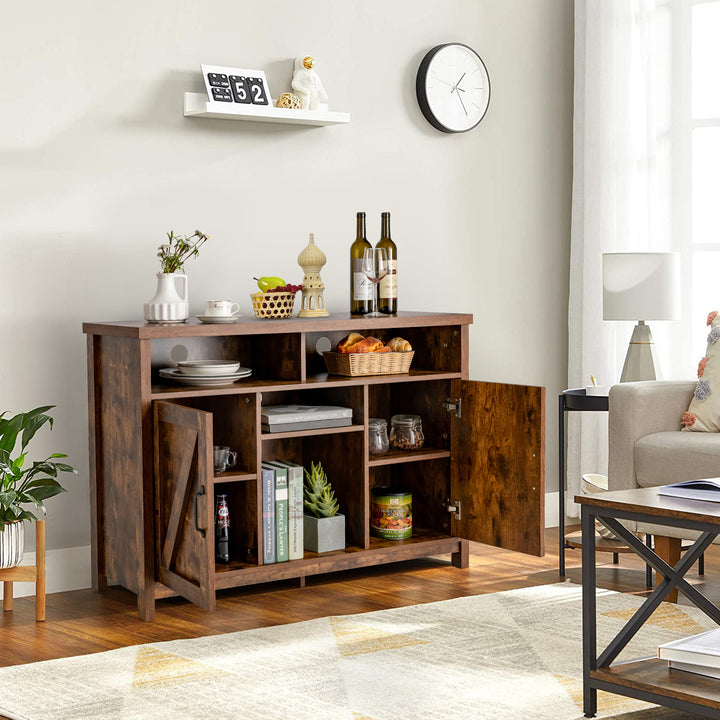 Buffet Storage Cabinet with Detachable 9-Bottle Wine Rack and 2 Door Cabinets - TidySpaces