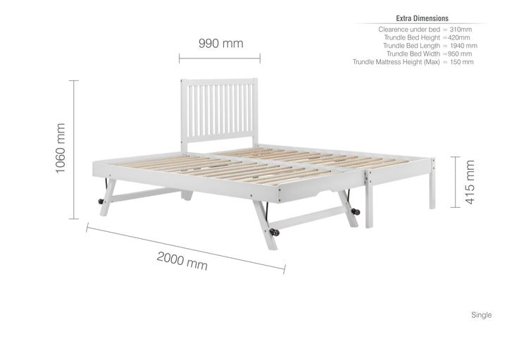Buxton Trundle Pull Out Guest Bed with Sprung Slatted Base