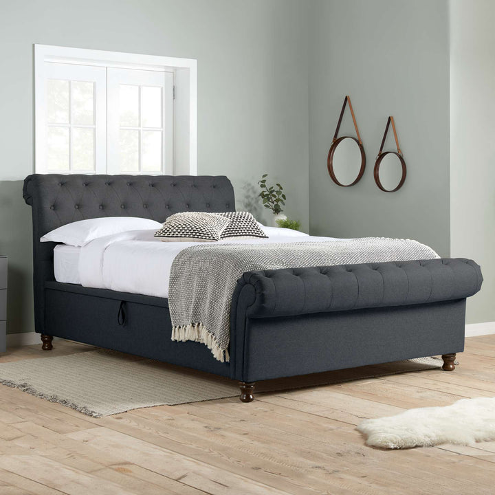 Castello Side Ottoman Bed with Gas Lift Mechanism for Flexible Storage Solutions