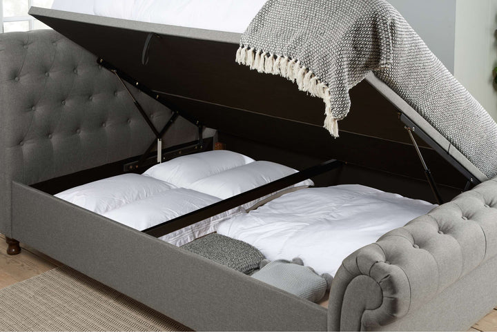 Castello Side Ottoman Bed with Gas Lift Mechanism for Flexible Storage Solutions