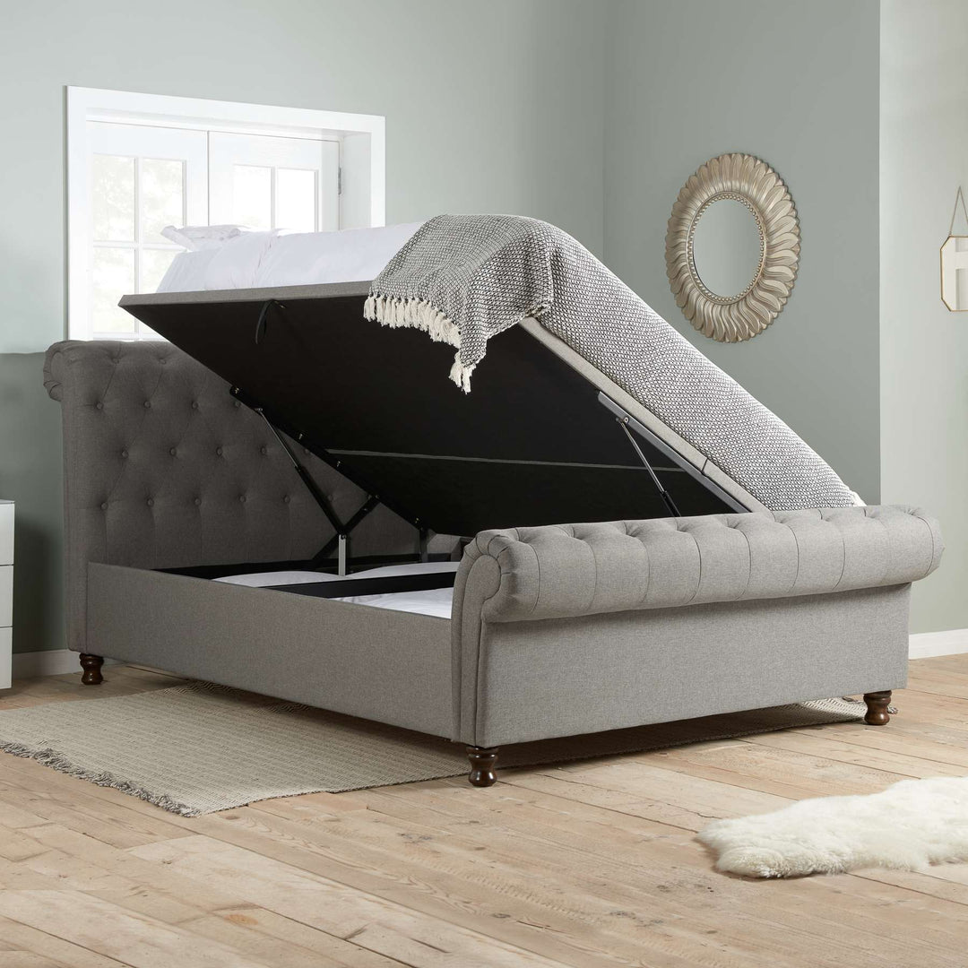 Castello Side Ottoman Bed with Gas Lift Mechanism for Flexible Storage Solutions