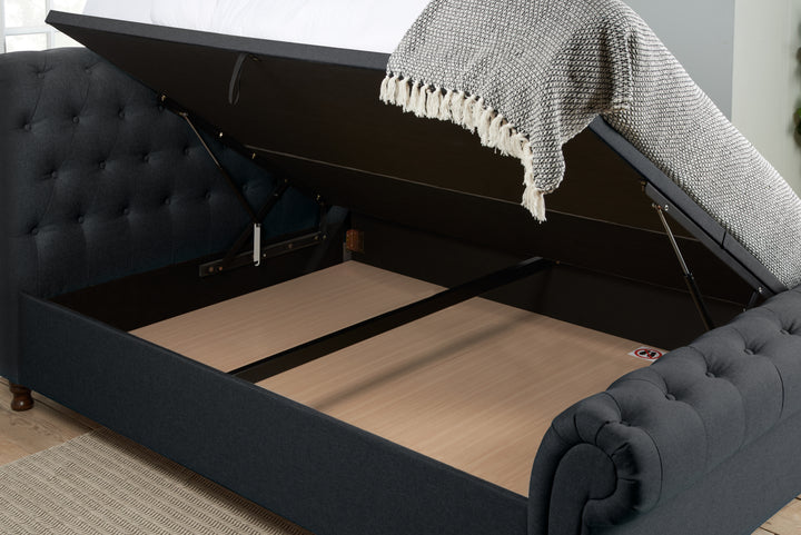 Castello Side Ottoman Bed with Gas Lift Mechanism for Flexible Storage Solutions