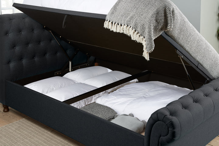 Castello Side Ottoman Bed with Gas Lift Mechanism for Flexible Storage Solutions