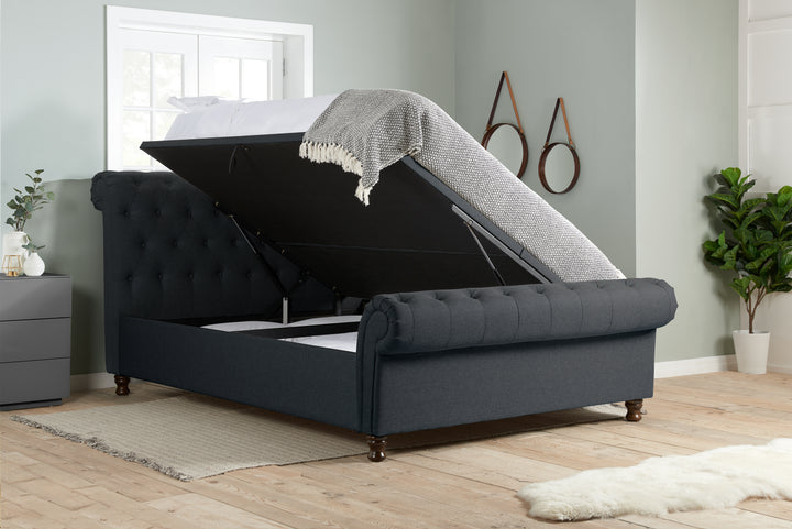 Castello Side Ottoman Bed with Gas Lift Mechanism for Flexible Storage Solutions