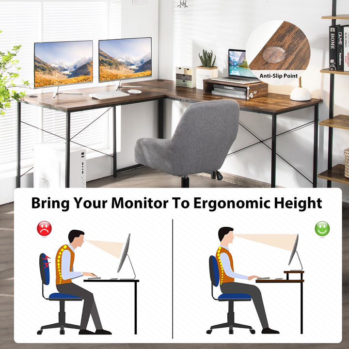 Reversible Corner Study Workstation and Writing Desk with Monitor Stand - TidySpaces