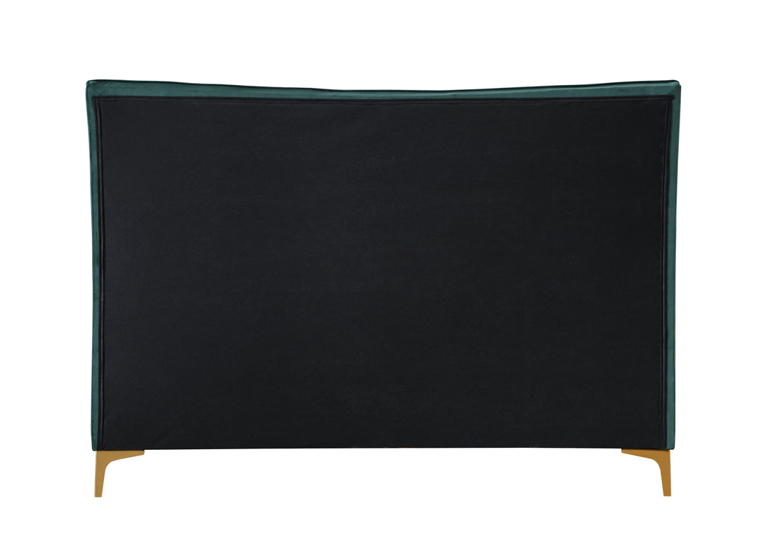 Clover Bed Frame with Stylish Cushioned Headboard and Elegant Gold Feet