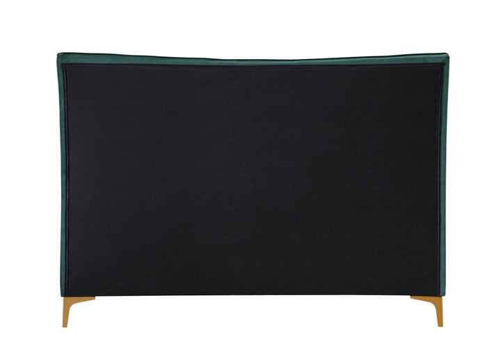 Clover Bed Frame with Stylish Cushioned Headboard and Elegant Gold Feet