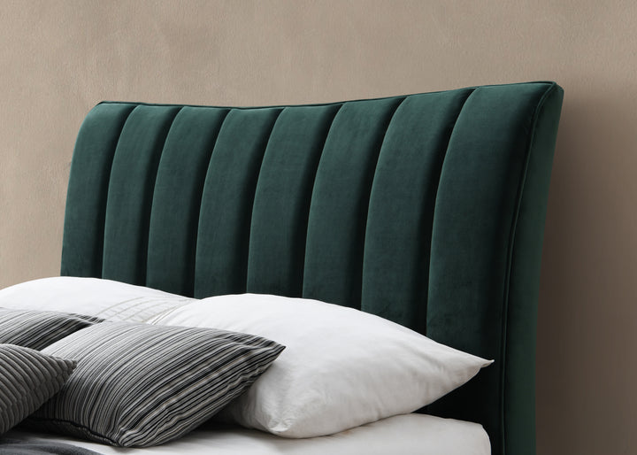 Clover Bed Frame with Stylish Cushioned Headboard and Elegant Gold Feet