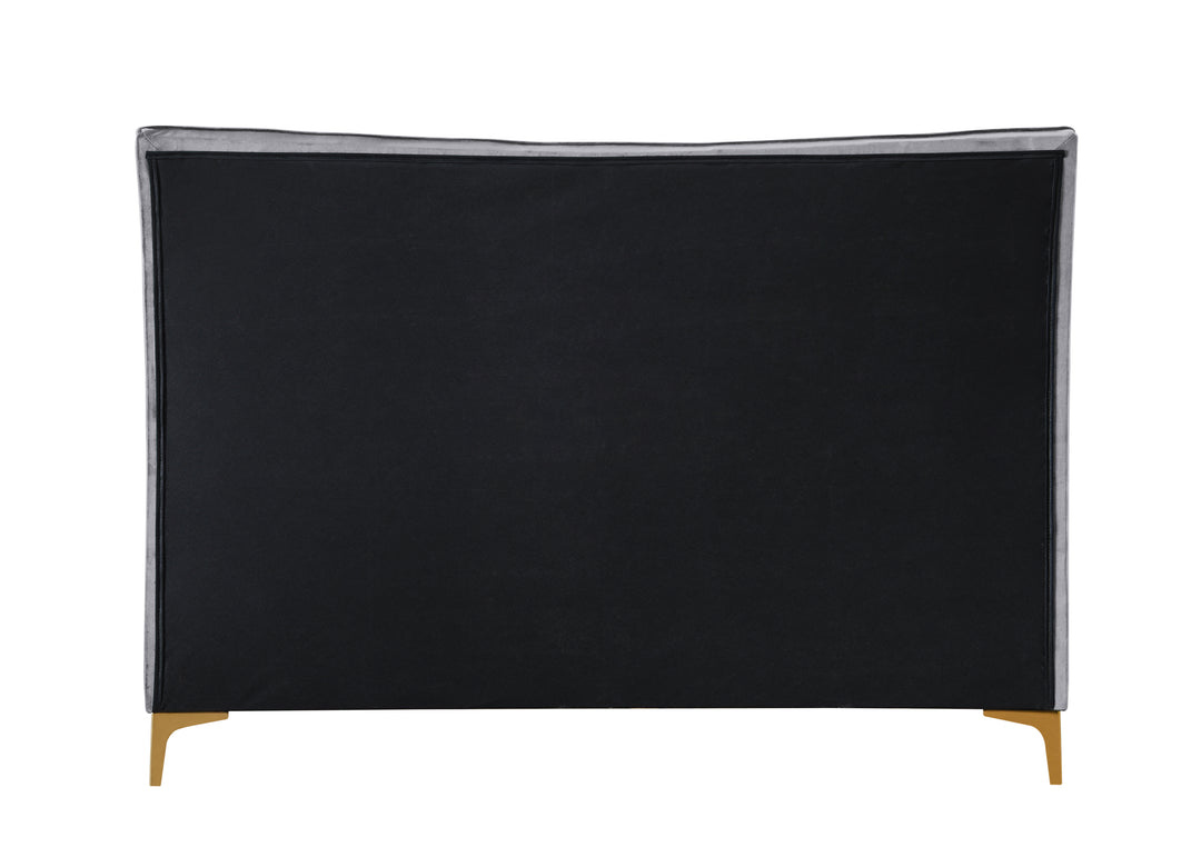 Clover Bed Frame with Stylish Cushioned Headboard and Elegant Gold Feet