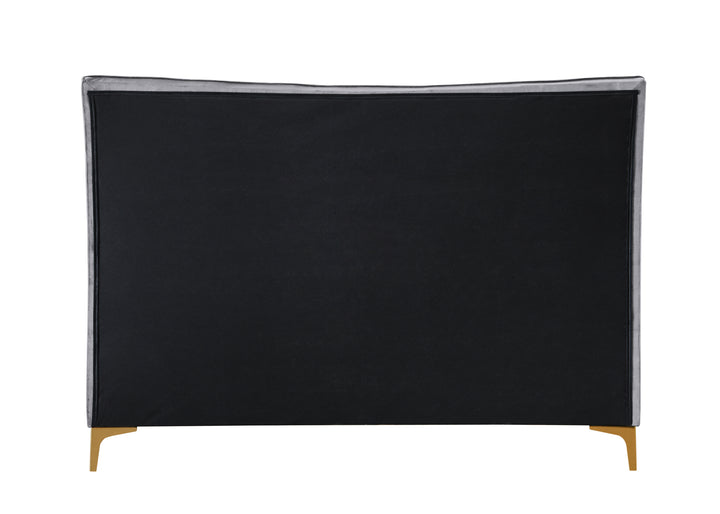 Clover Bed Frame with Stylish Cushioned Headboard and Elegant Gold Feet