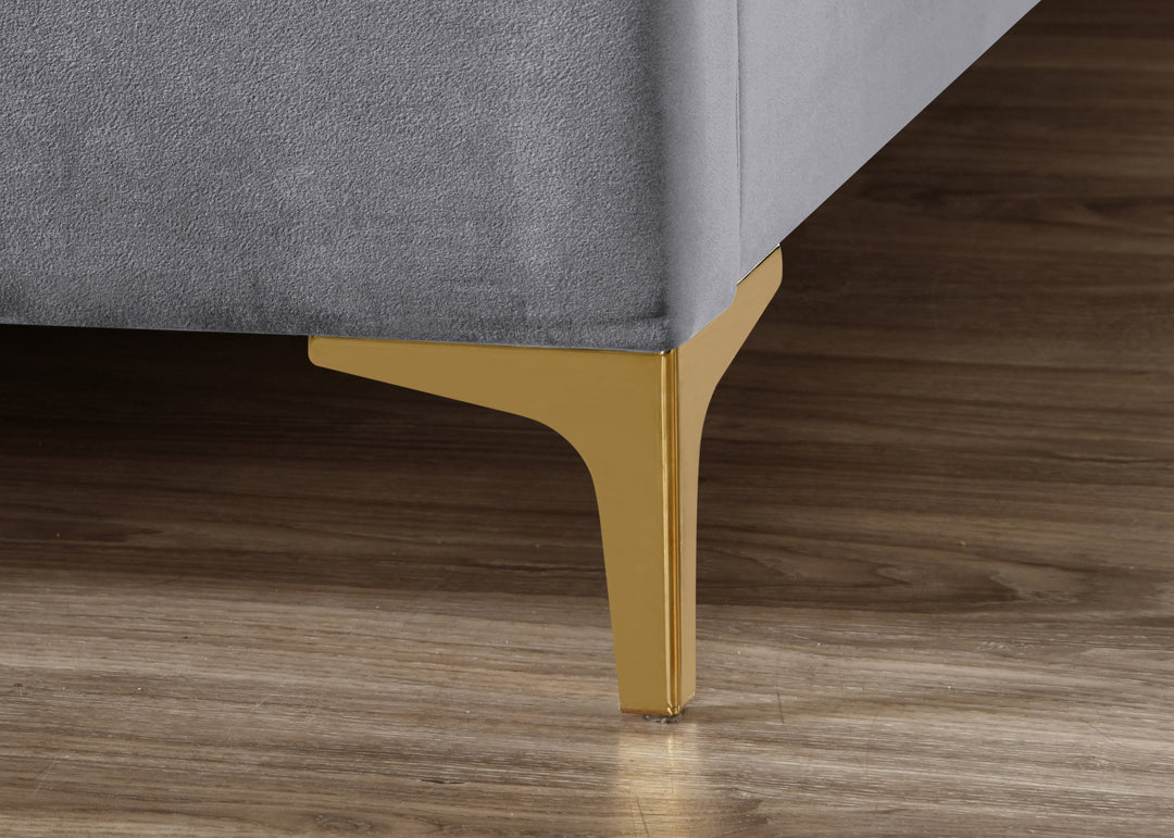 Clover Bed Frame with Stylish Cushioned Headboard and Elegant Gold Feet