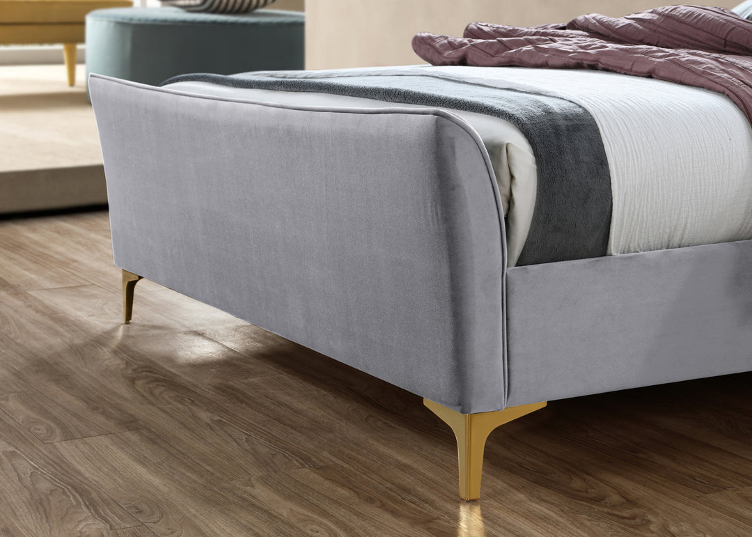 Clover Bed Frame with Stylish Cushioned Headboard and Elegant Gold Feet