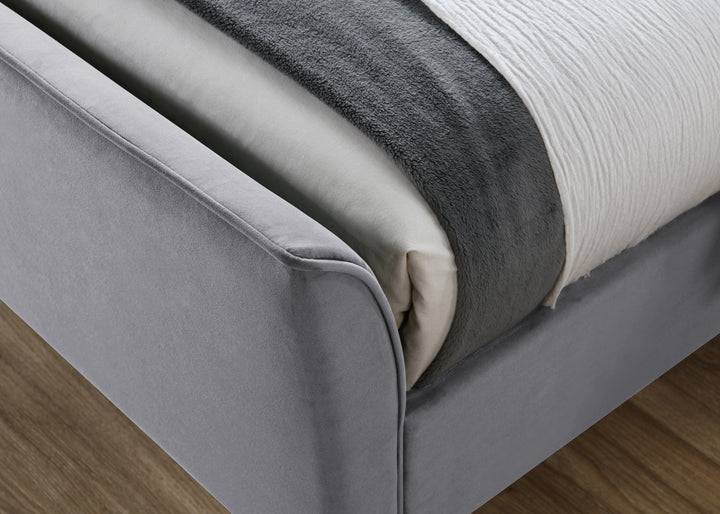 Clover Bed Frame with Stylish Cushioned Headboard and Elegant Gold Feet