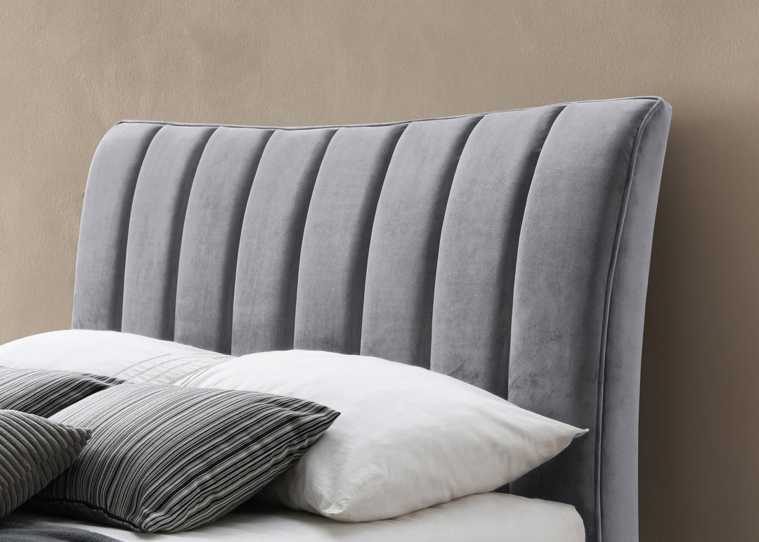 Clover Bed Frame with Stylish Cushioned Headboard and Elegant Gold Feet