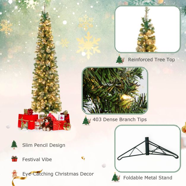 7 FT Pre-Lit Half-Shape Christmas Tree with 403 Branch Tips and 150 LED Lights