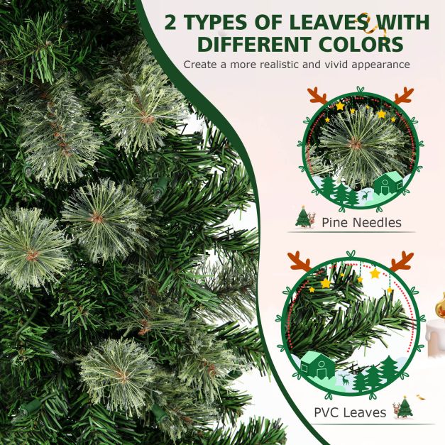 7 FT Pre-Lit Half-Shape Christmas Tree with 403 Branch Tips and 150 LED Lights