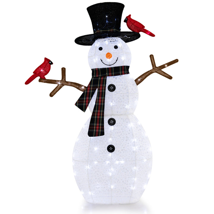 127 CM Pre-Lit Snowman with Warm-White LED Lights for Holiday Winter Decor