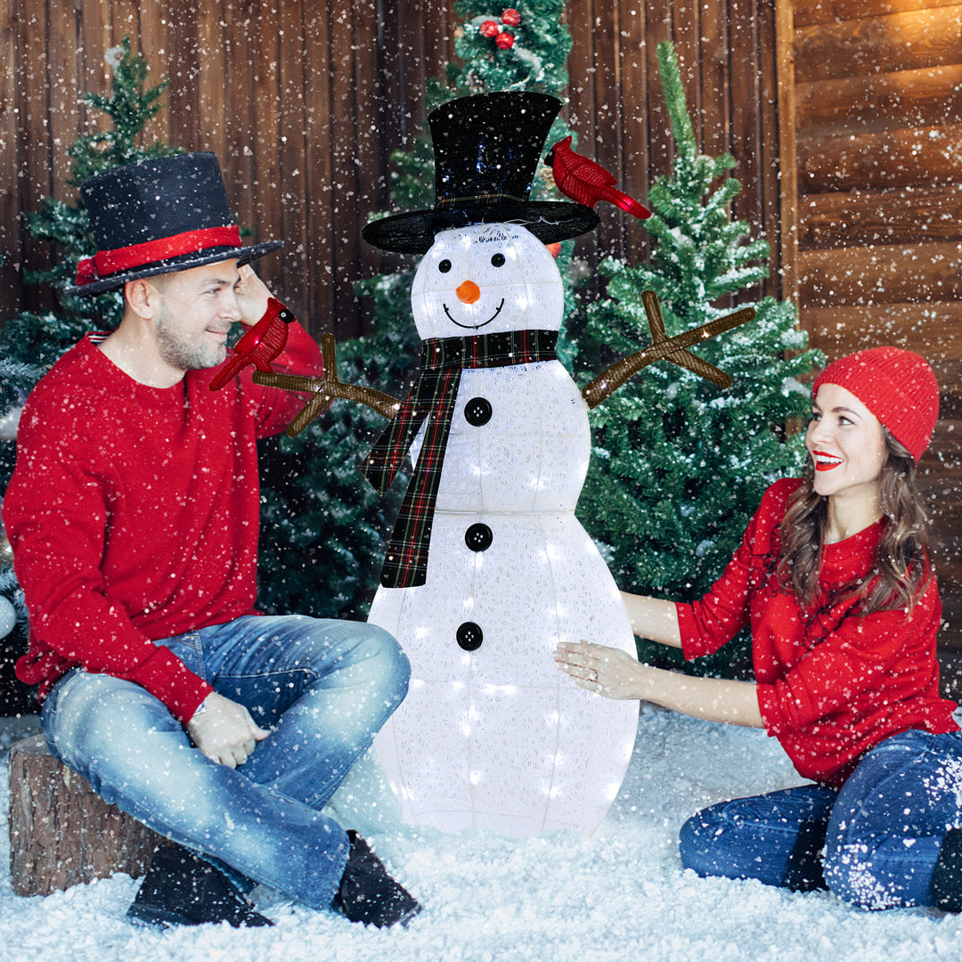 127 CM Pre-Lit Snowman with Warm-White LED Lights for Holiday Winter Decor